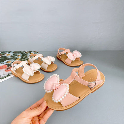 Girls Casual Sandals Bowknot Velcro