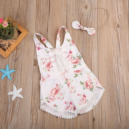 Baby Girl Floral Romper Clothes Sleeveless Jumpsuit
