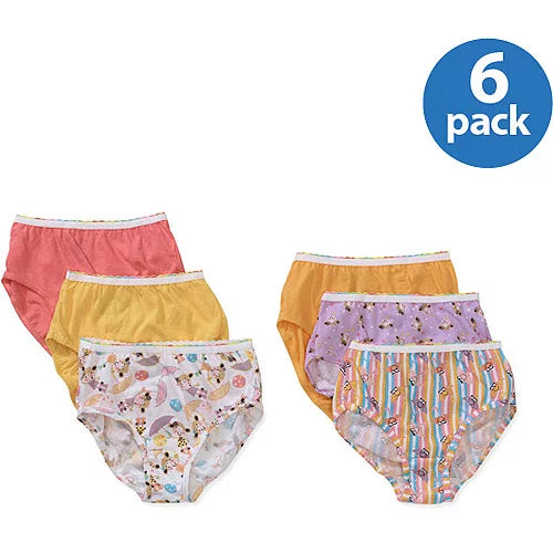 Hanes Girls Brief Underwear, 6 Pack Panties Size 6