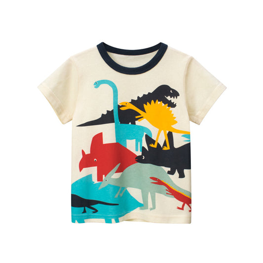 Boys Short Sleeve T-Shirt Kids Clothing Dinosaur Cartoon