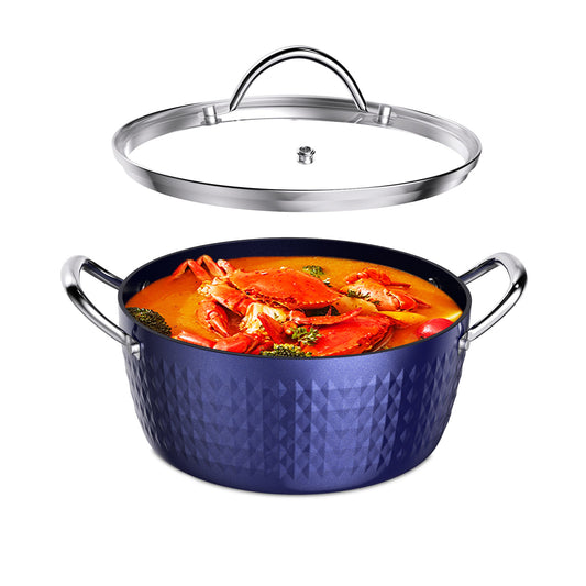 Casserole Dish, Induction Saucepan With Lid, 24cm 2.2L Stock Pots Non Stick Saucepan