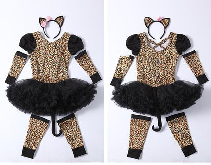 Kids Halloween Leopard Cat Cosplay Costume
